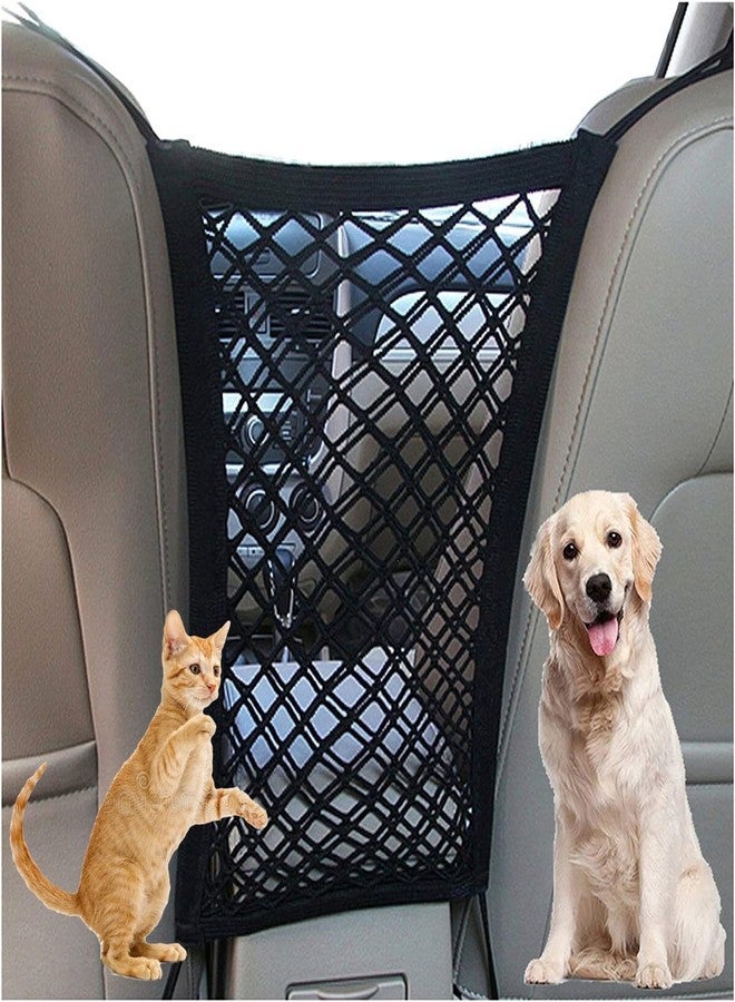TAPUJI car mesh Organizer car mid net Between car Front Seats car Storage Accessories Interior car seat net Holder Barrier of Backseat Pet Kids,Cargo Tissue Purse Holder,Driver Storage Netting Pouch - Image 2